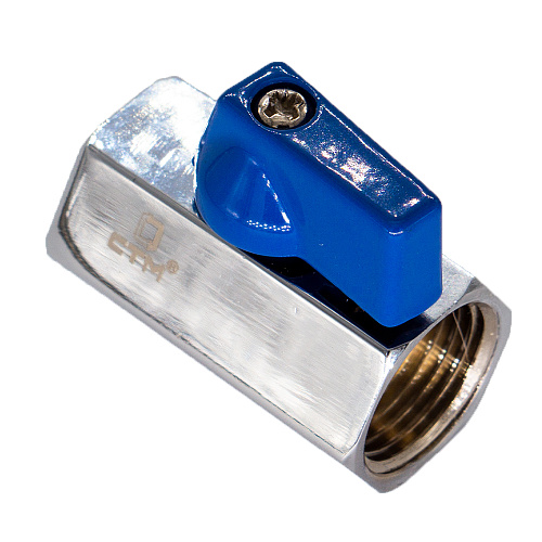 Кран шаровой мини для воды 1/2" г/г флажок, хромированный СТМ