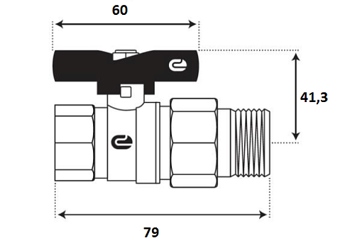 Кран шаровой для воды 3/4" с накидной гайкой бабочка, никель, ONDO