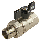 Кран шаровой для воды 1/2" с накидной гайкой бабочка,  никель,  ONDO