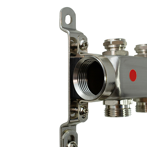 Коллекторная группа ONDO нерж сталь 5 вых. в сборе  с термостатическими и запорными клапанами