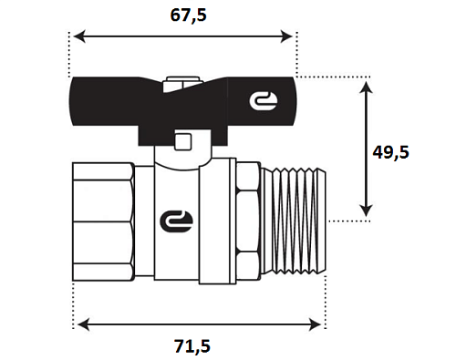 Кран шаровой для воды 1" г/ш бабочка, никель, ONDO